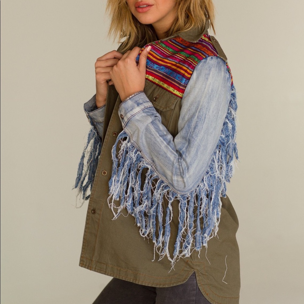 Raga The Chandler army-style fringe boho jacket